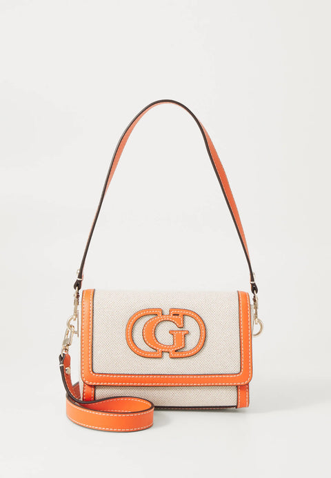 Bolso Bandolera Mini Sebina Natural Y Naranja - Guess